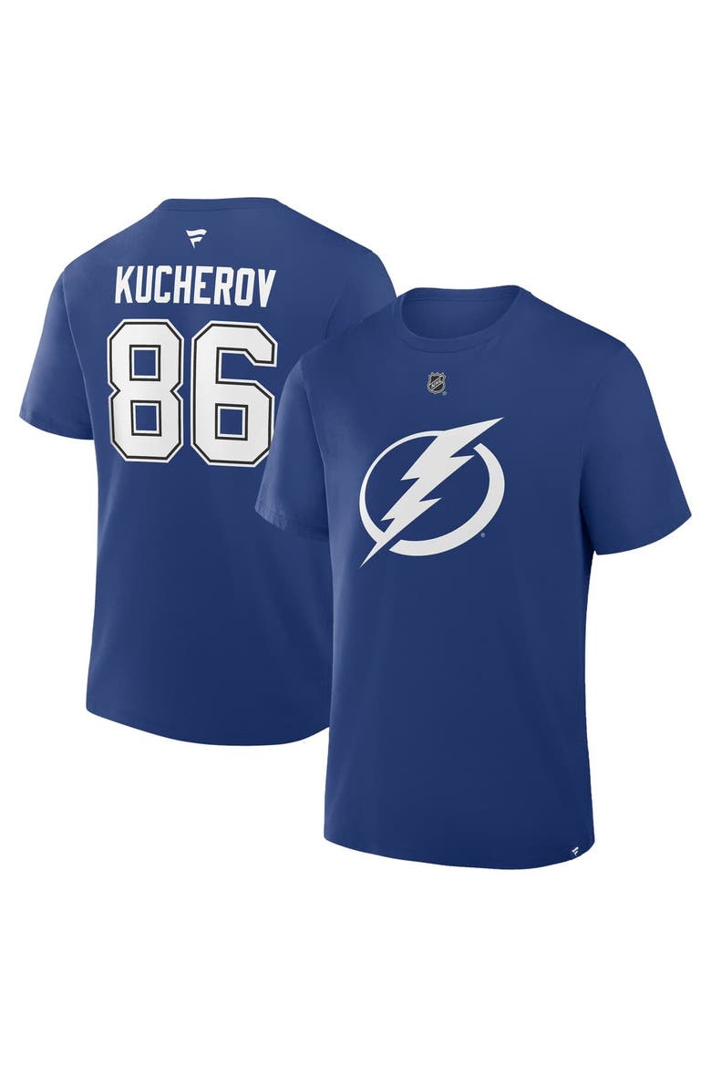 Men's Fanatics Nikita Kucherov Blue Tampa Bay Lightning Authentic Stack Name & Number T-Shirt, Main, color, Blue