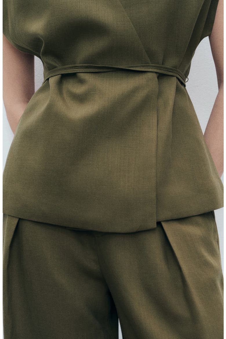 Wrap Top, Alternate, color, KHAKI GREEN