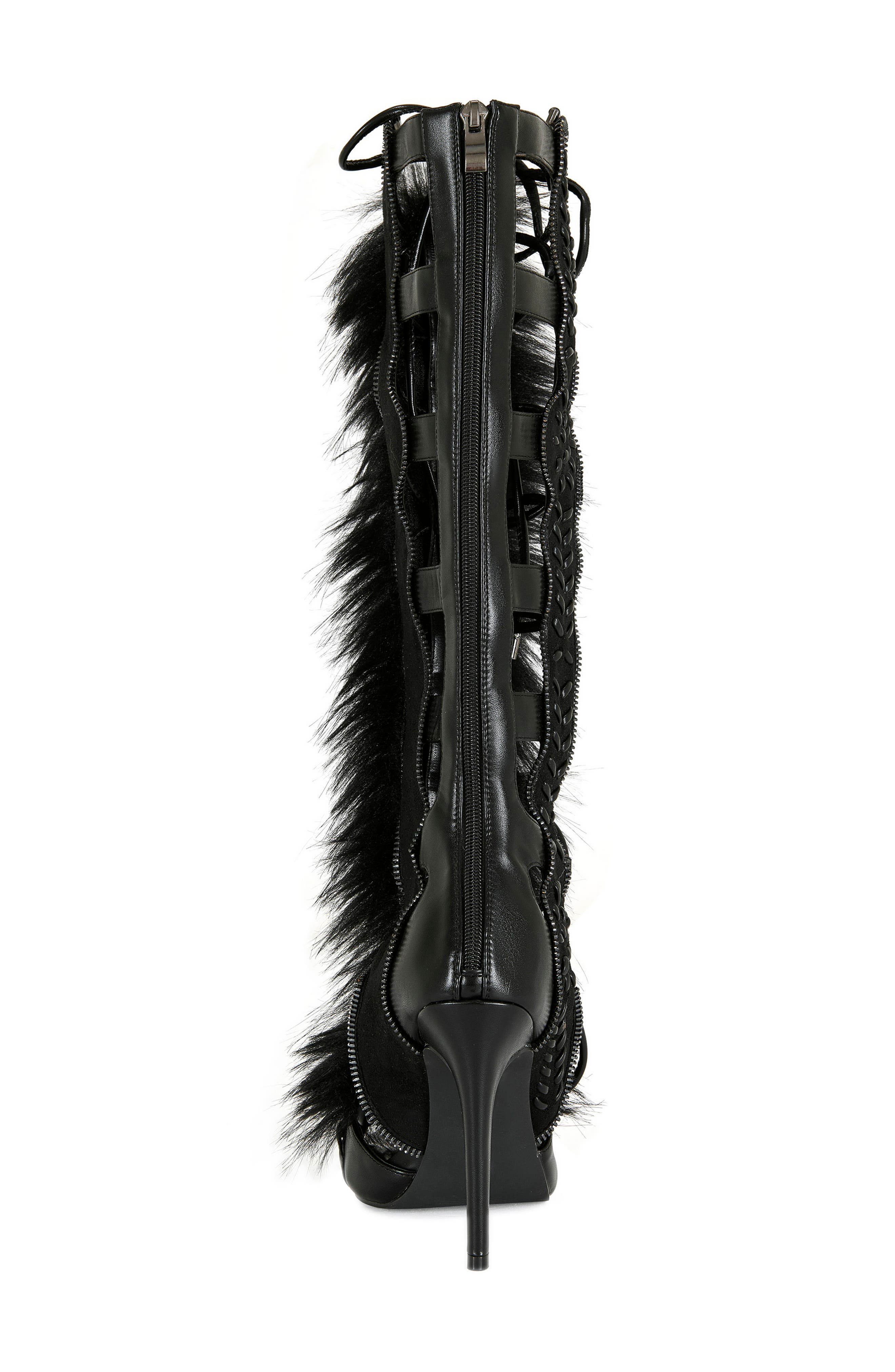 AZALEA WANG Shaine Open Toe Boot, Alternate, color, Black