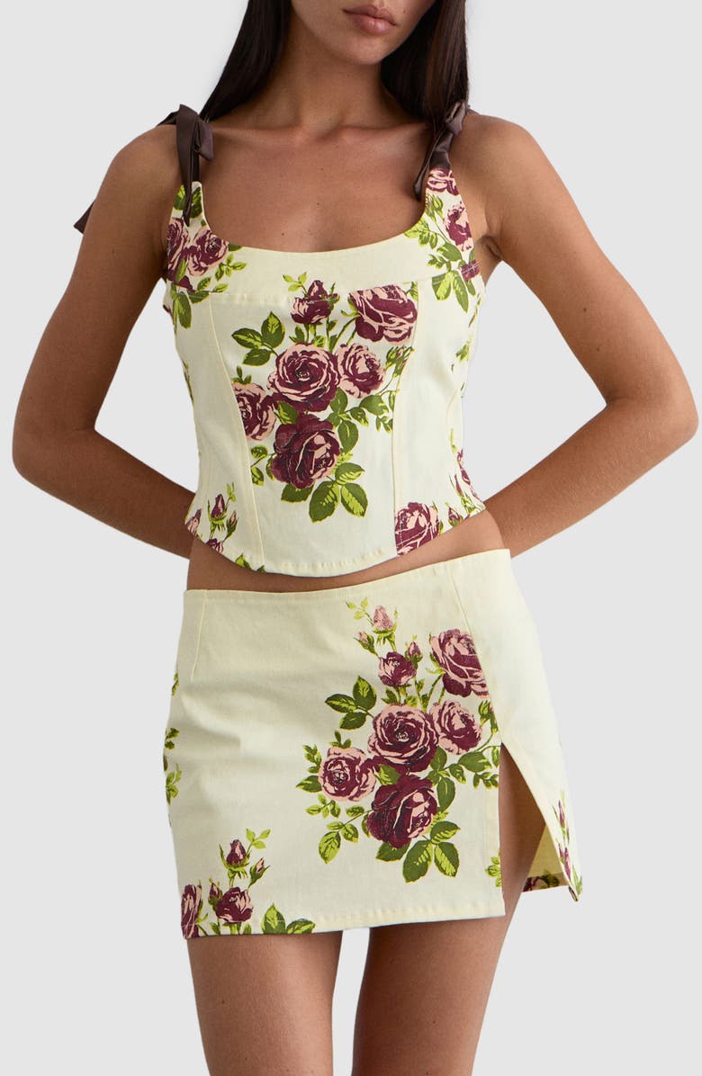 Motel Jatmi Floral Corset Top, Alternate, color, Bouquet Roses Cream