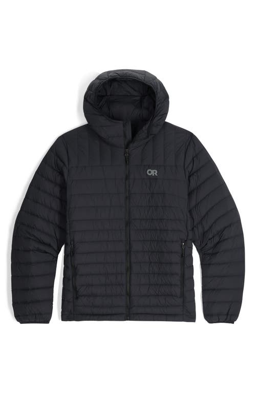 Outdoor Research Transcendent Hooded Down Puffer Jacket In Black