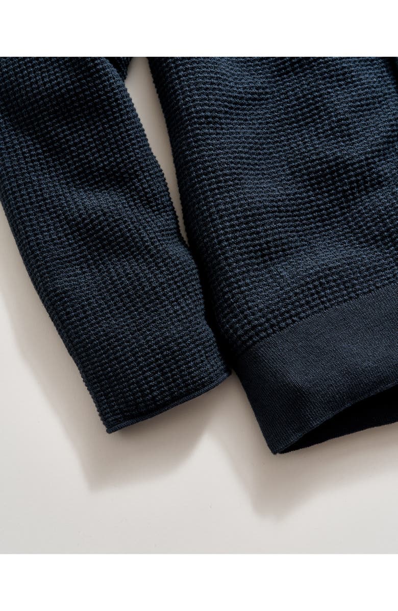 Billy Reid Cotton & Cashmere Mini Waffle Cardigan, Alternate, color, Carbon Blue