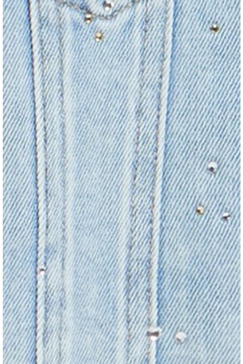 Kids' Mix Rhinestone Crop Jacket, Alternate, color, LIGHT WASH INDIGO