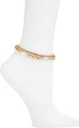 Open Edit Set of 2 Two Tone Chain Link Anklets