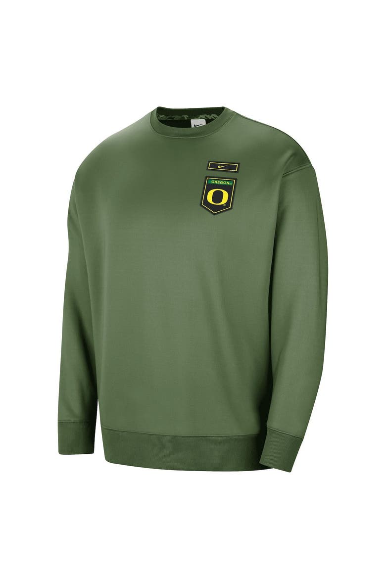 Women's Nike Olive Oregon Ducks Military Collection All-Time Performance Crew Pullover Sweatshirt, Alternate, color, Olive