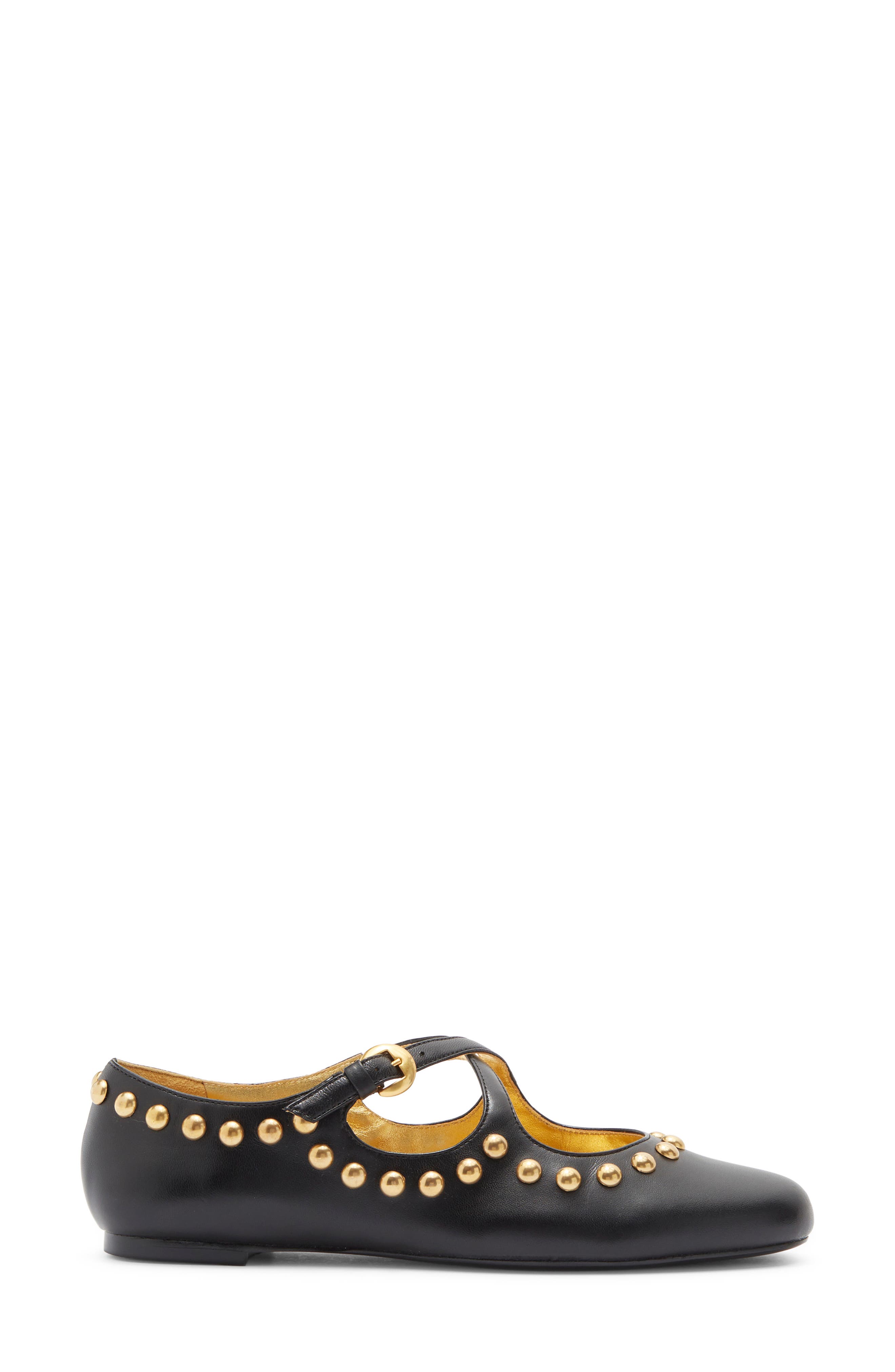 Salome Studded Leather Mary Jane Ballet Flat, Alternate, color, BLACK LEATHER