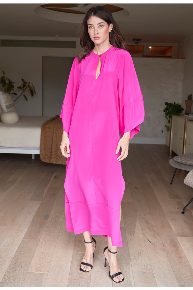 Wide Sleeve Silk Tunic Dress, Alternate, color, Fuchsia
