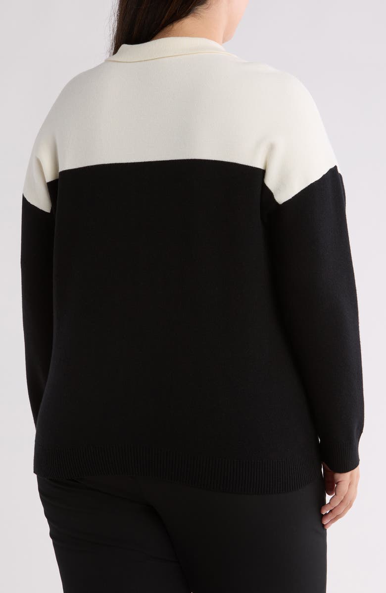 BY DESIGN Isadora Colorblock Sweater Jacket, Alternate, color, Winter White/ Black