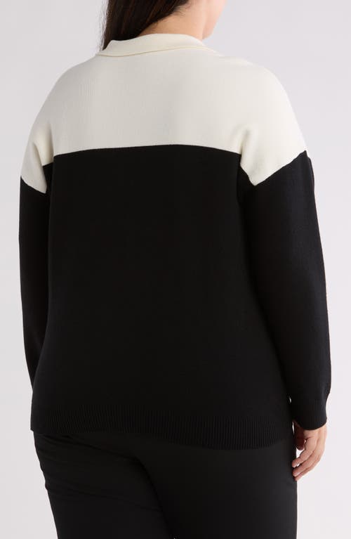 By Design Isadora Colorblock Sweater Jacket In Winter White/black