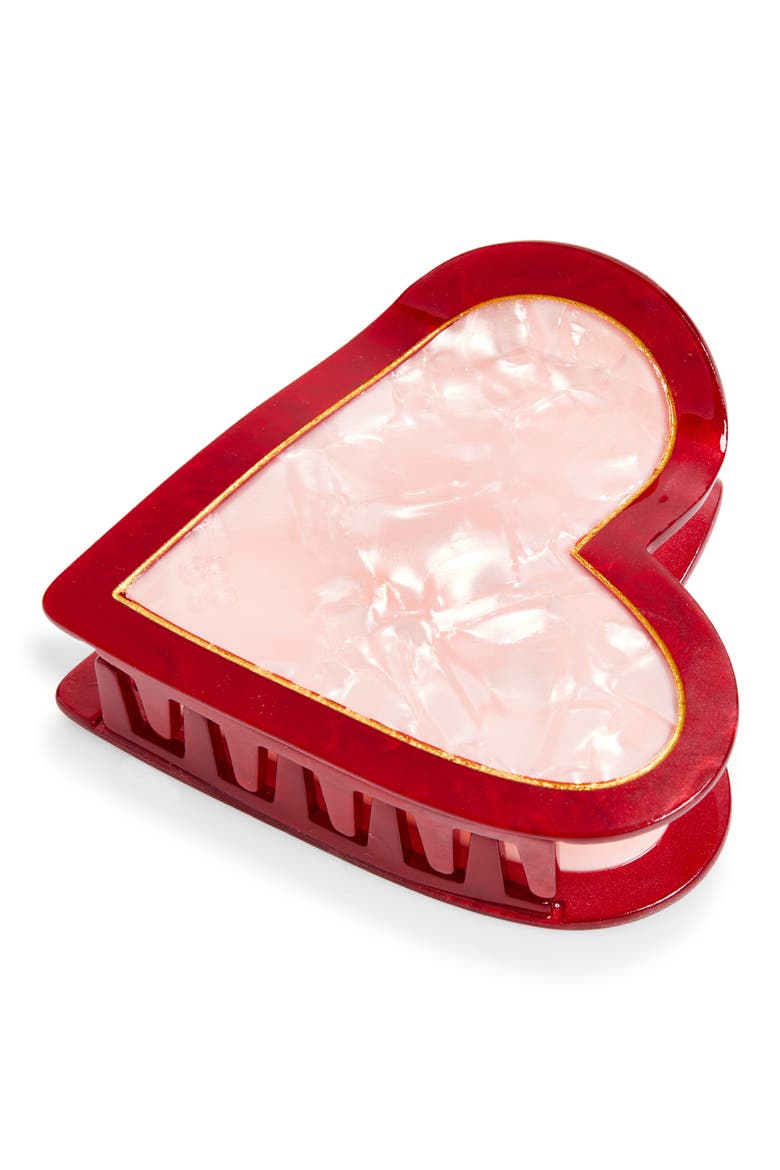 Heart Claw Clip, Main, color, PINK