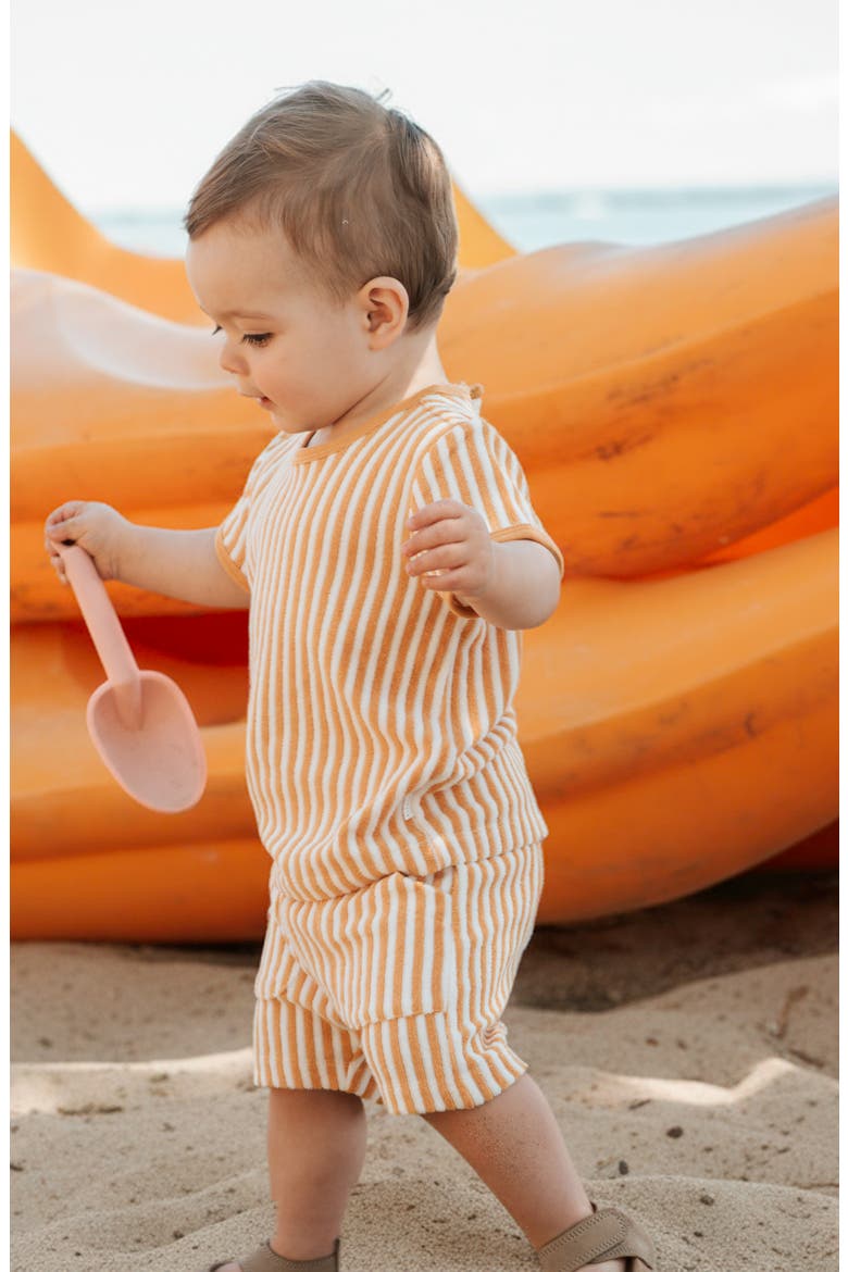 Stripe Terry T-Shirt & Shorts Set, Alternate, color, YELLOW GOLD