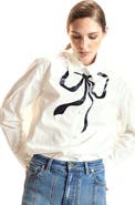 Cynthia Rowley Metallic Bow Cotton Shirt