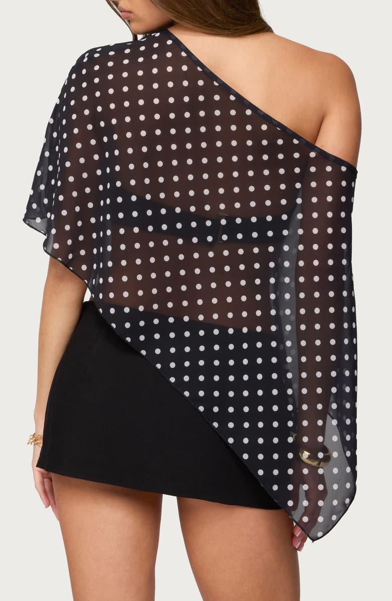 EDIKTED Asymmetric Polka Dot Chiffon Poncho, Alternate, color,