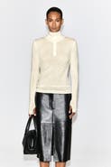 COS Merino Wool Buttoned Mock-Neck Top