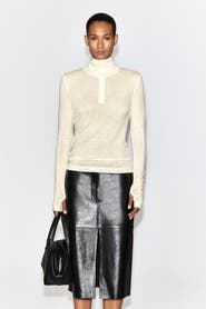 COS Merino Wool Buttoned Mock-Neck Top