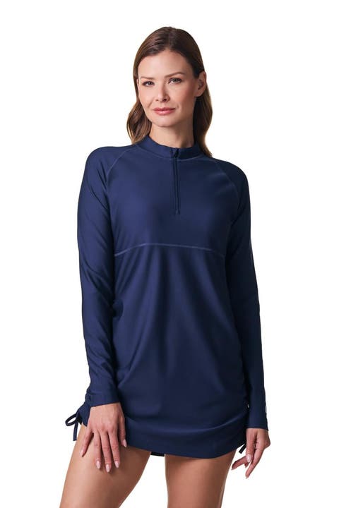 Women's Lawai Ruche Long Sleeve Swim Shirt, UPF 50+ Sun Protection