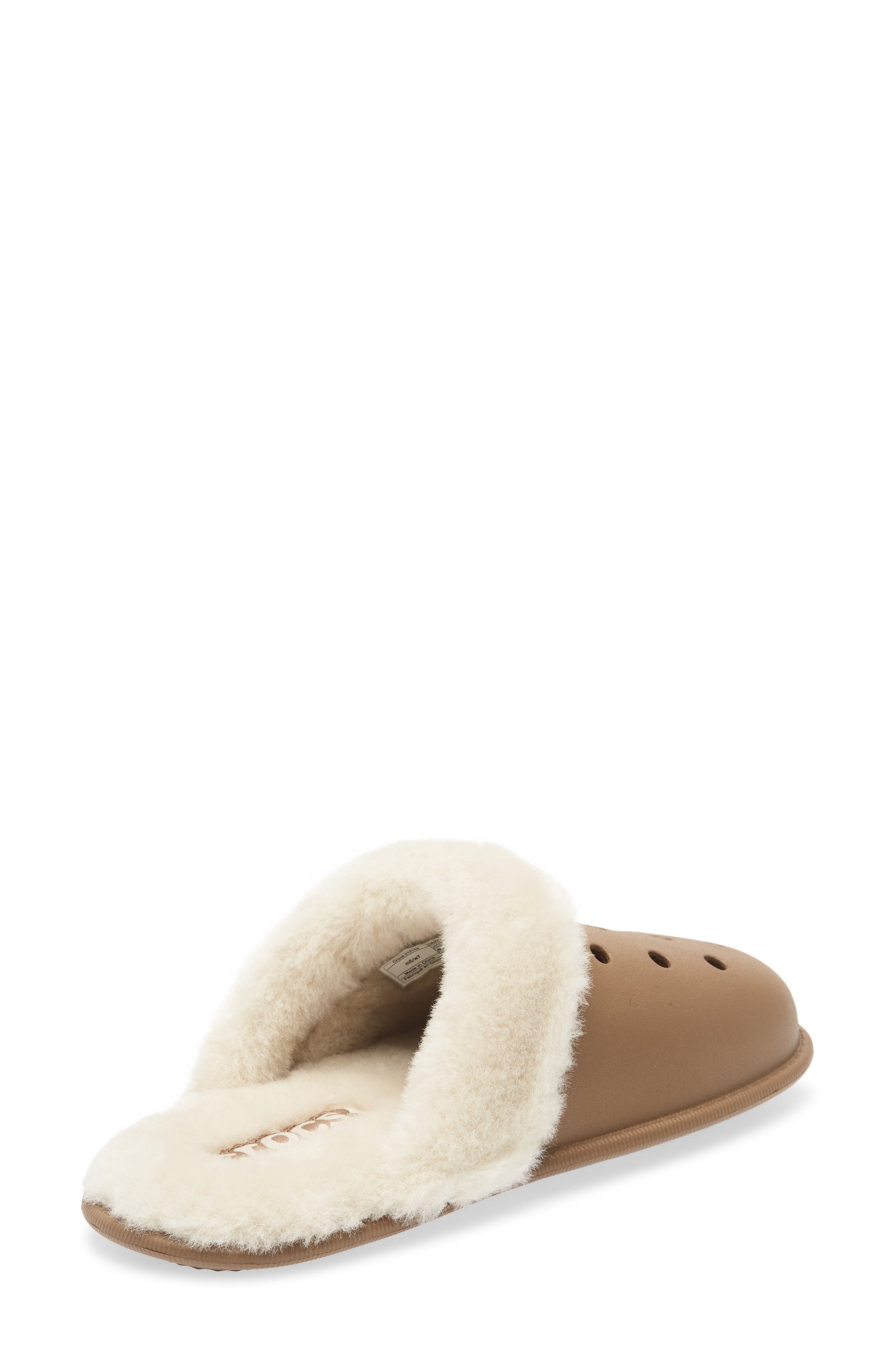 CROCS Classic Fuzz Scuff, Alternate, color, Sepia