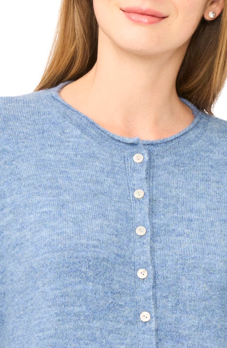 CeCe Roll Neck Cardigan, Alternate, color, Denim Heather-