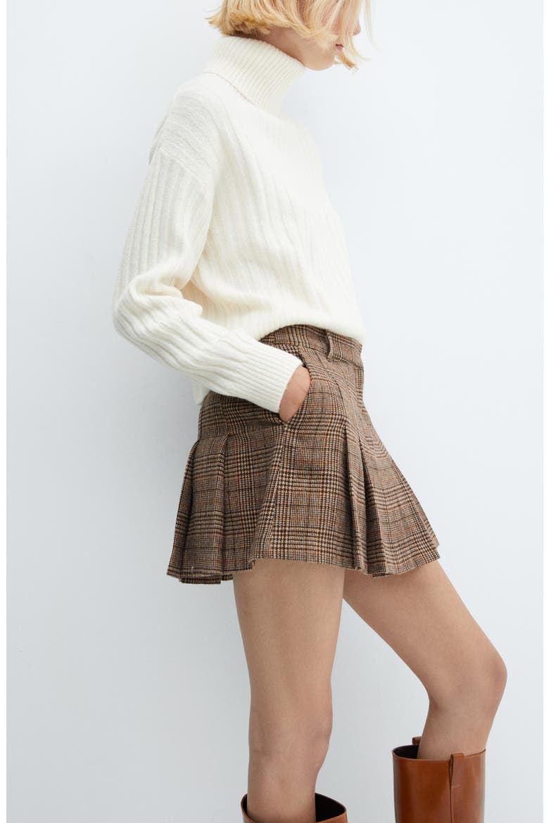 Glen Plaid Miniskirt, Alternate, color, BEIGE