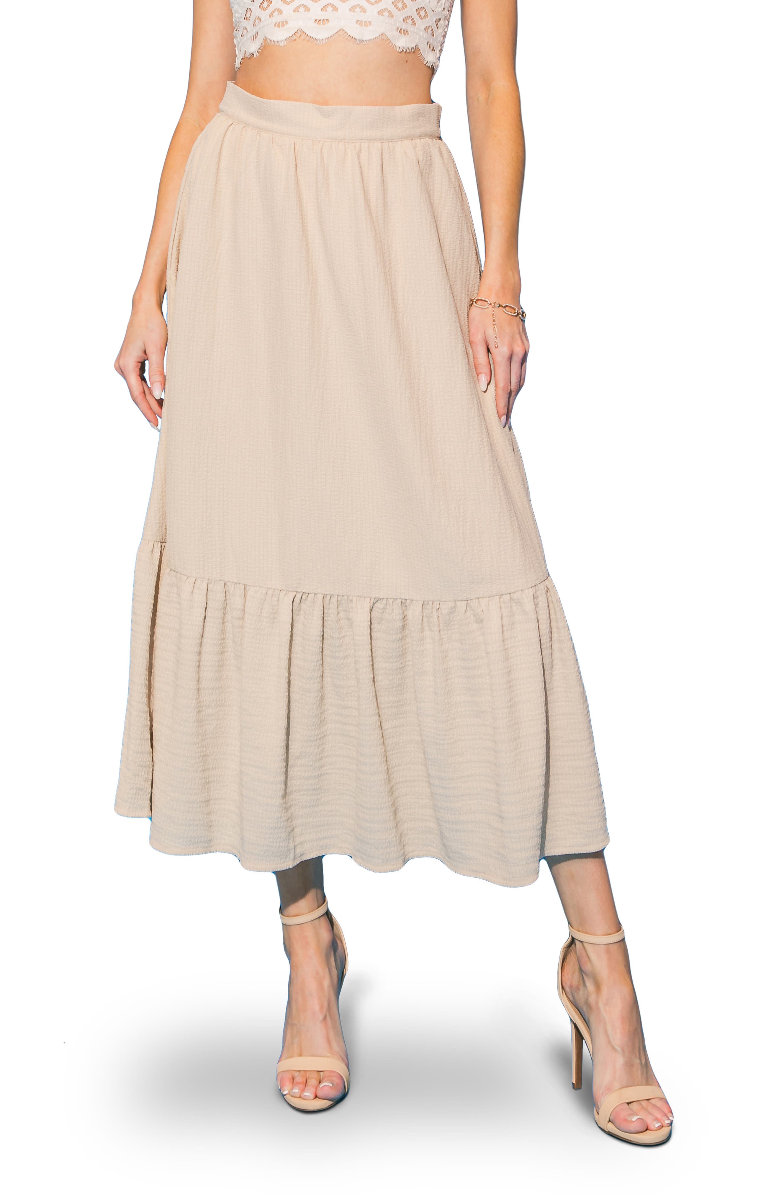 FLYING TOMATO Textured Midi Skirt