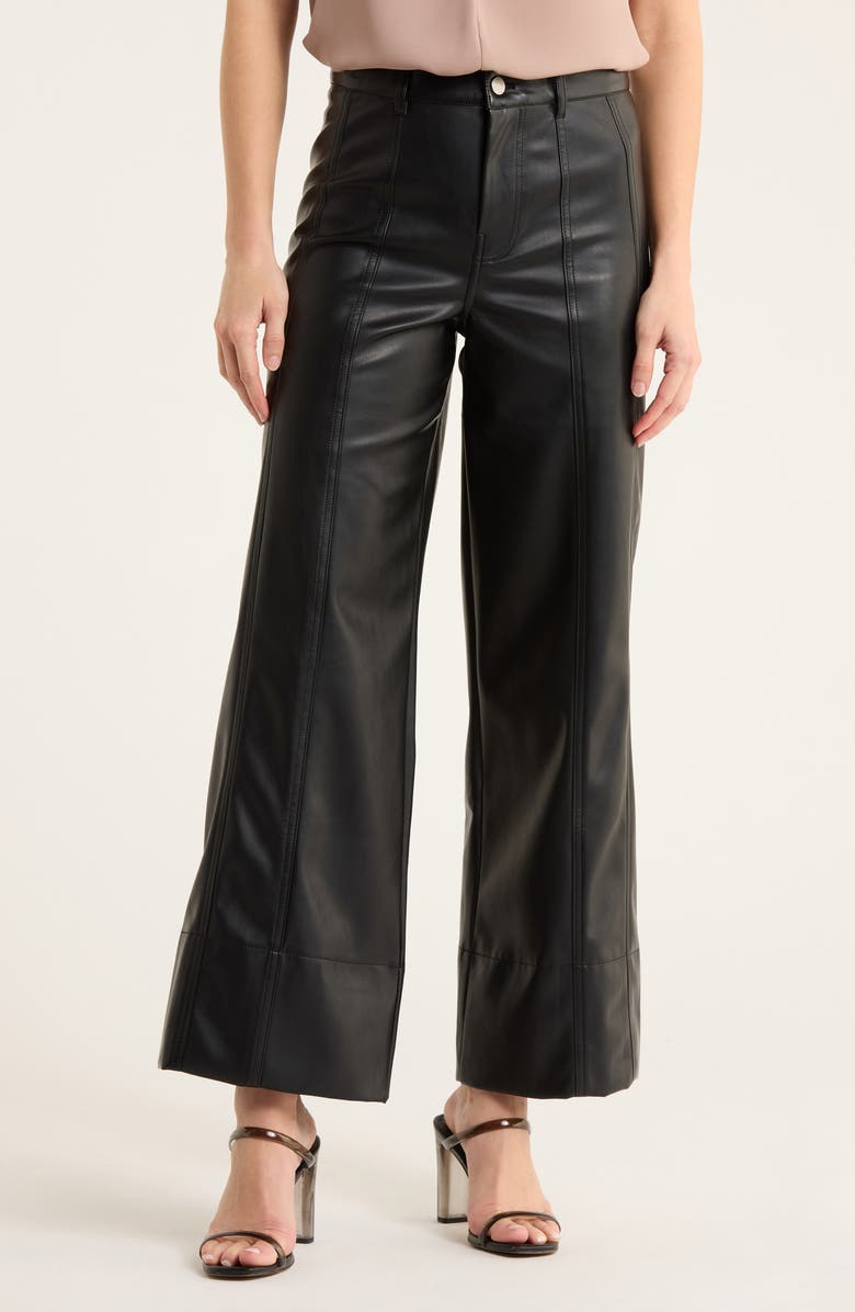 Habitual Paneled Faux Leather Crop Wide Leg Pants, Main, color, Black