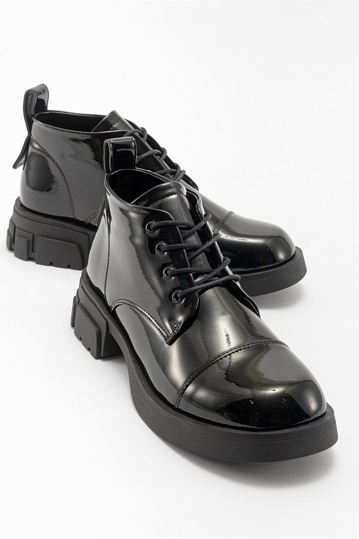 Prologue Shoes Lagom Patent Boot, Main, color, Black Patent Faux Leather