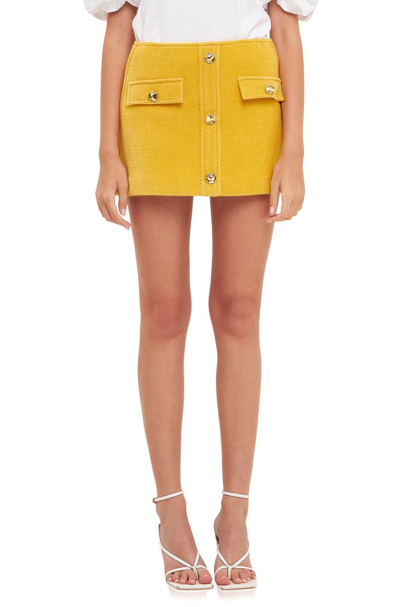 English Factory Bouclé Miniskirt, Main, color, Yellow