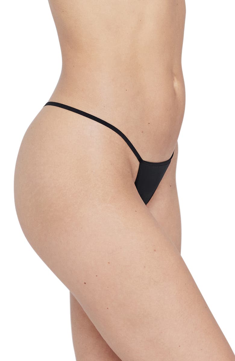 Skarlett Blue Obsessed Lace Trim Jersey Babydoll Chemise & Thong, Alternate, color, Black