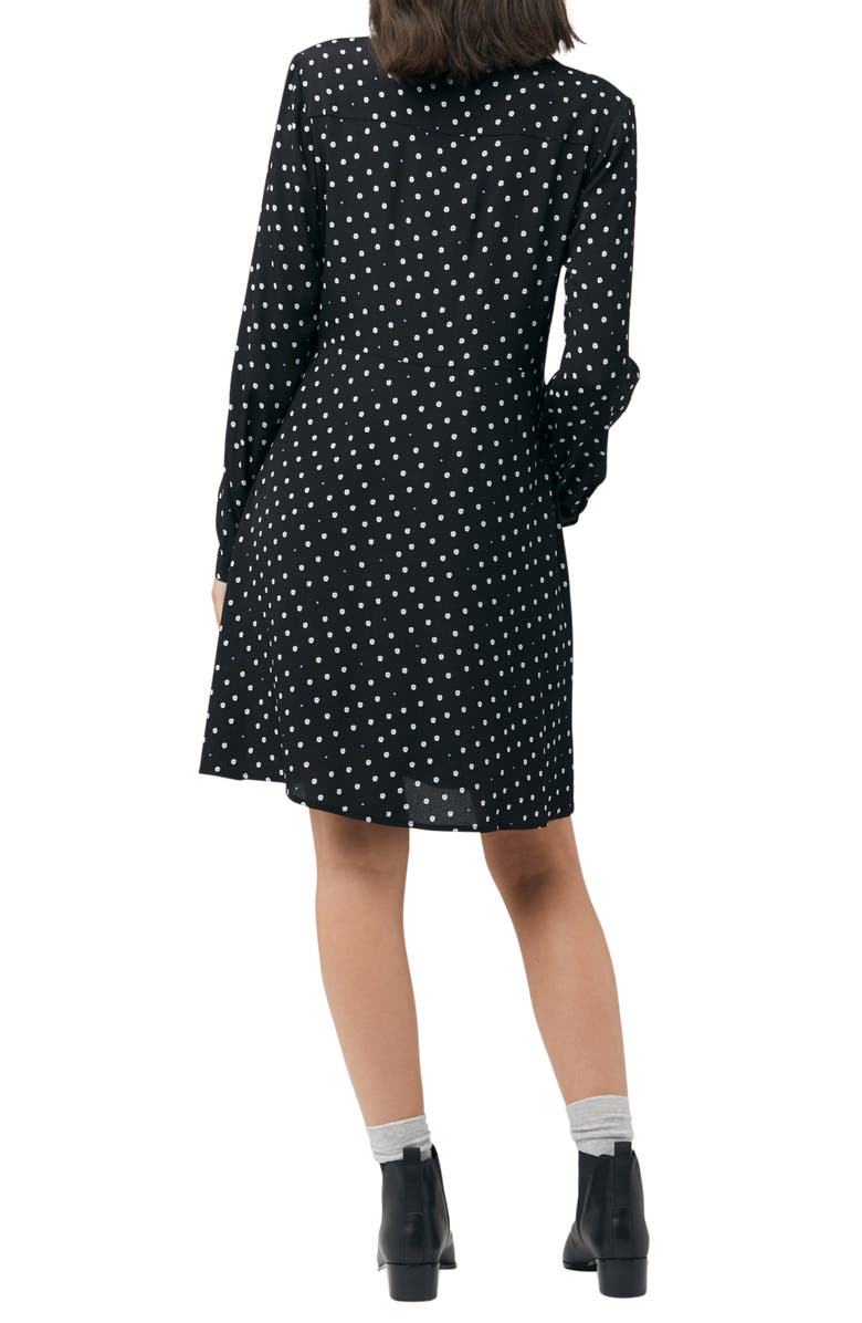 Ripe Maternity Fifi Polka Dot Long Sleeve Maternity//Nursing Shirtdress, Alternate, color, Black