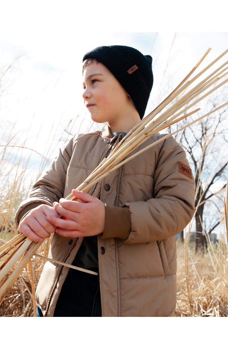 Deux par Deux Little Girl's Quilted Jacket Taupe, Alternate, color, 