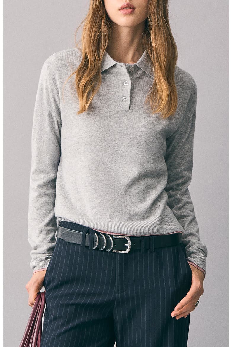 Polo Sweater, Main, color, LIGHT HEATHER GREY