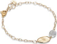 Marco Bicego Lunaria 18K Yellow Gold and Diamond Petite Double Leaf Bracelet