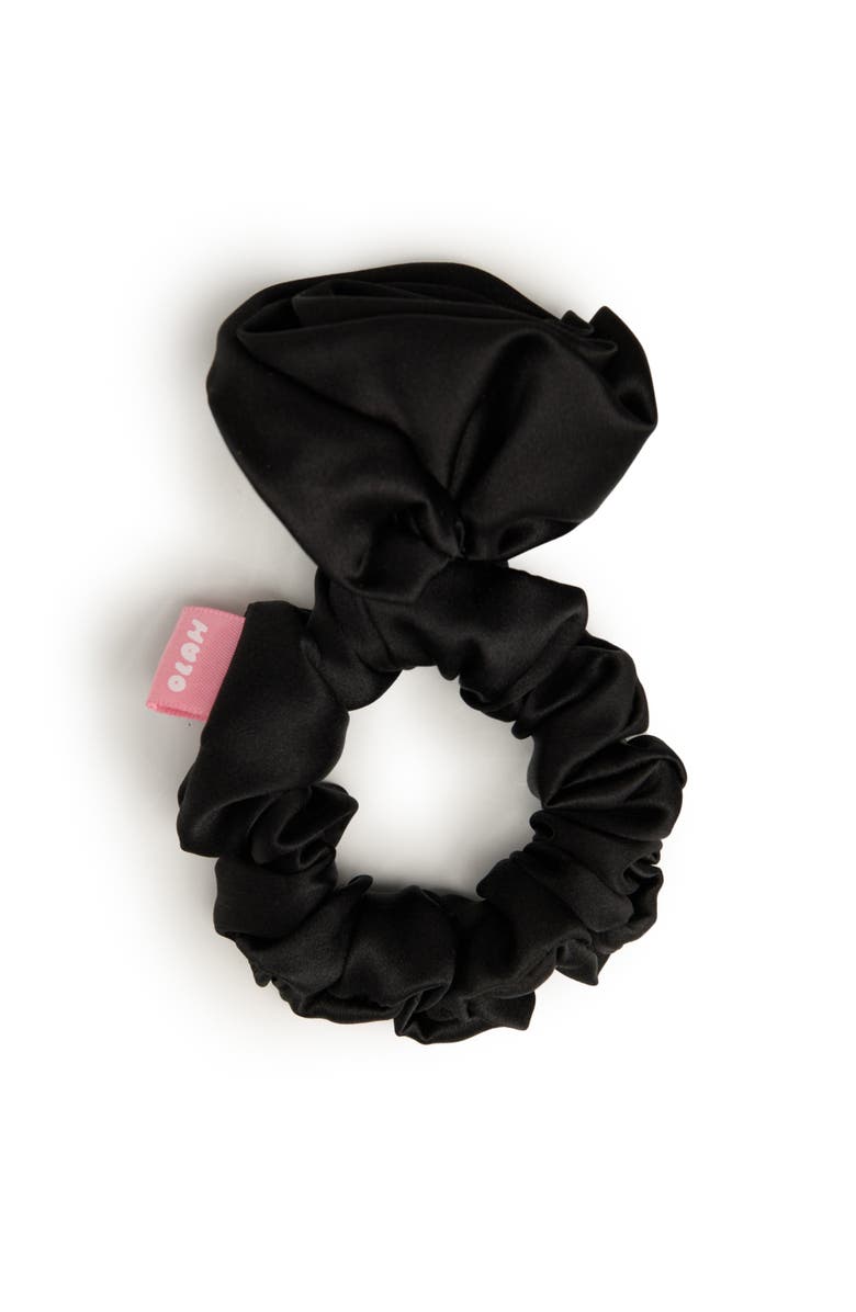 OLAH La Frida Rosa Silk Scrunchie, Main, color, Black