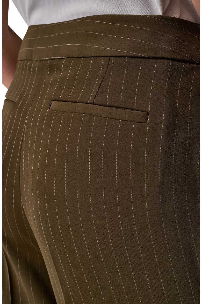 High Waist Pinstripe Wide Leg Pants, Alternate, color, OLVE BRINE