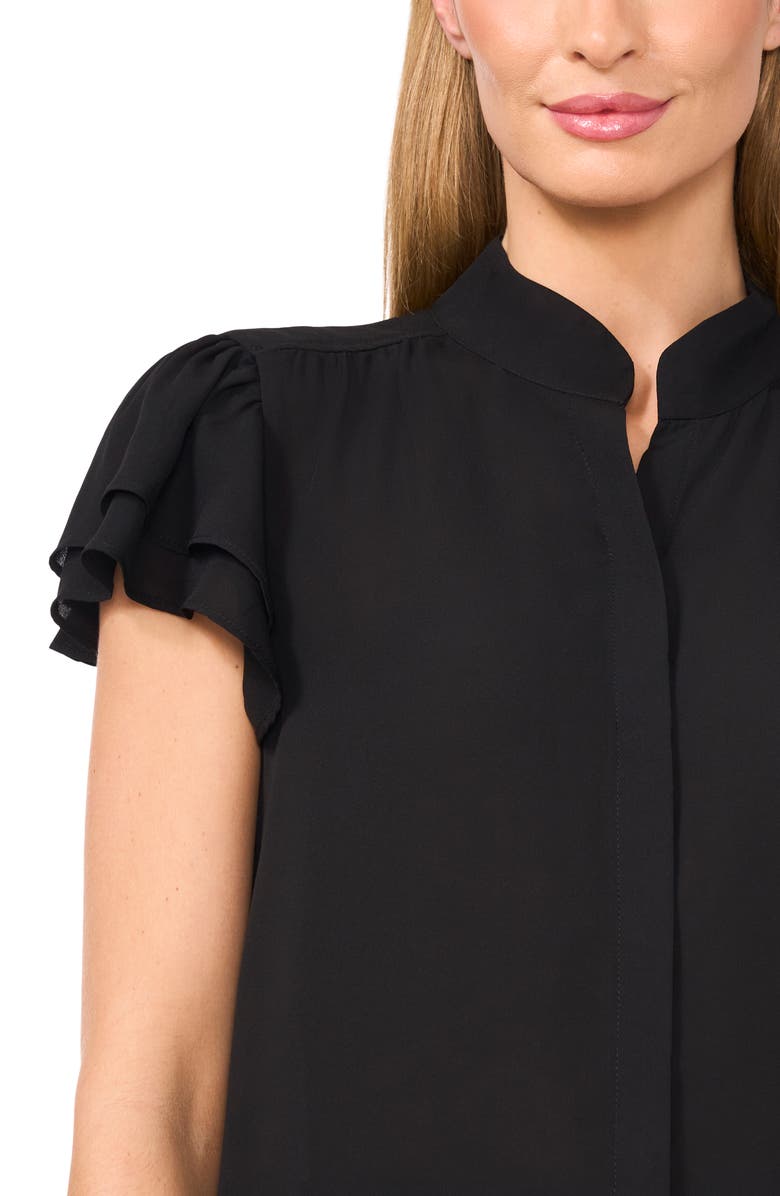 CeCe Flutter Sleeve Georgette Top, Alternate, color, Rich Black