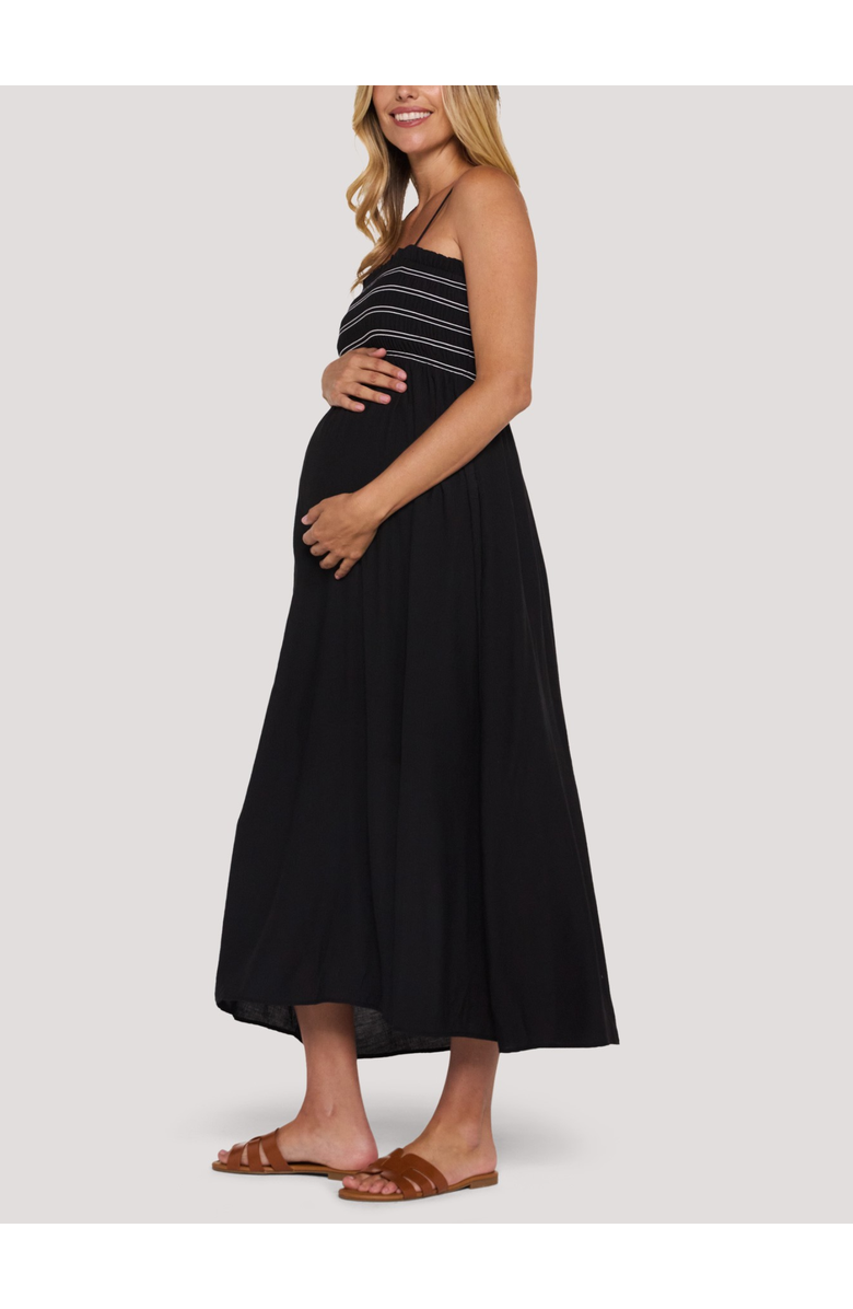 MOTHERHOOD MATERNITY Smocked Maxi Dress With Removable Straps, Alternate, color, Black