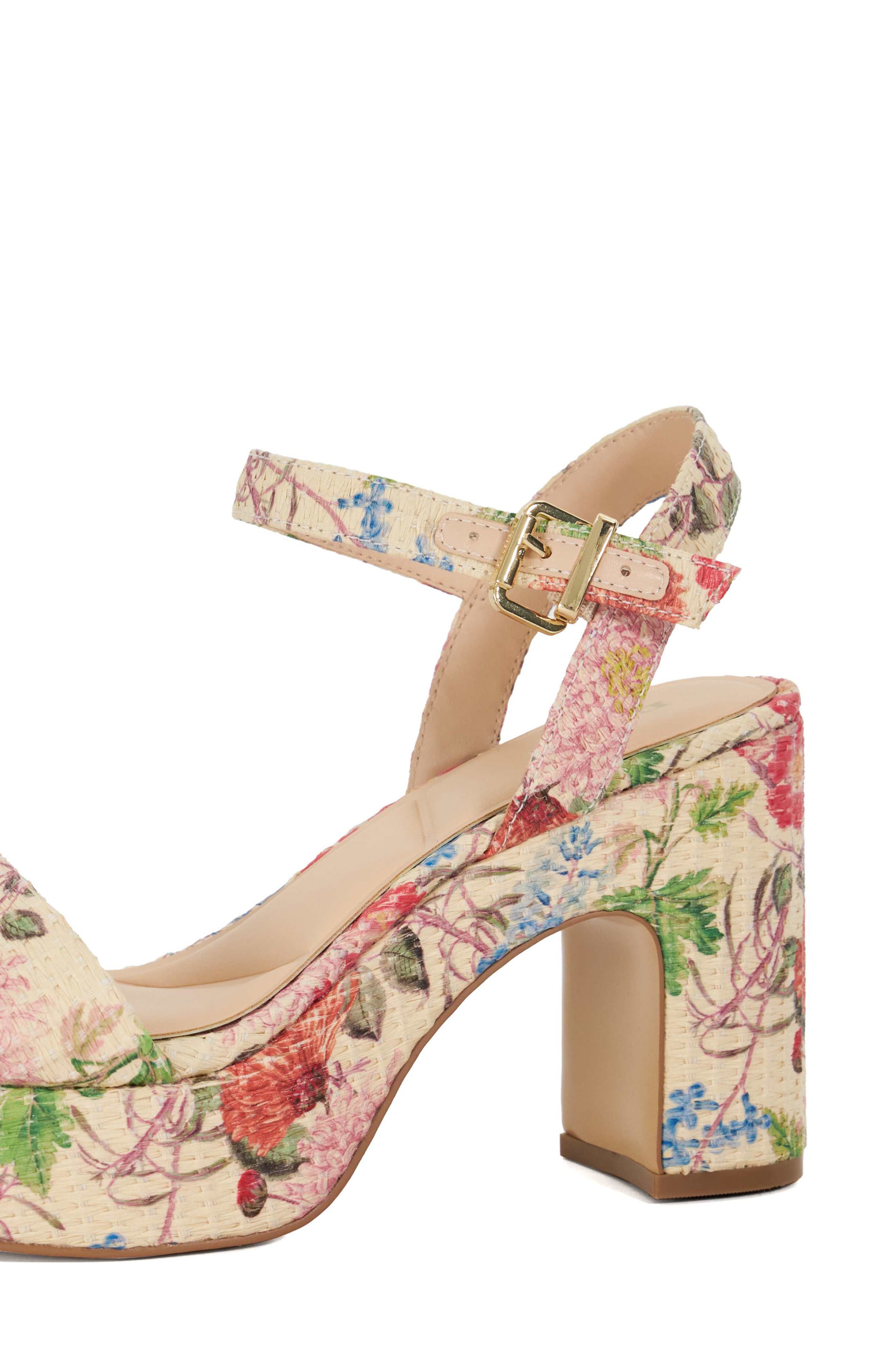 Dune London Monotone Ankle Strap Platform Sandal, Alternate, color, Raffia