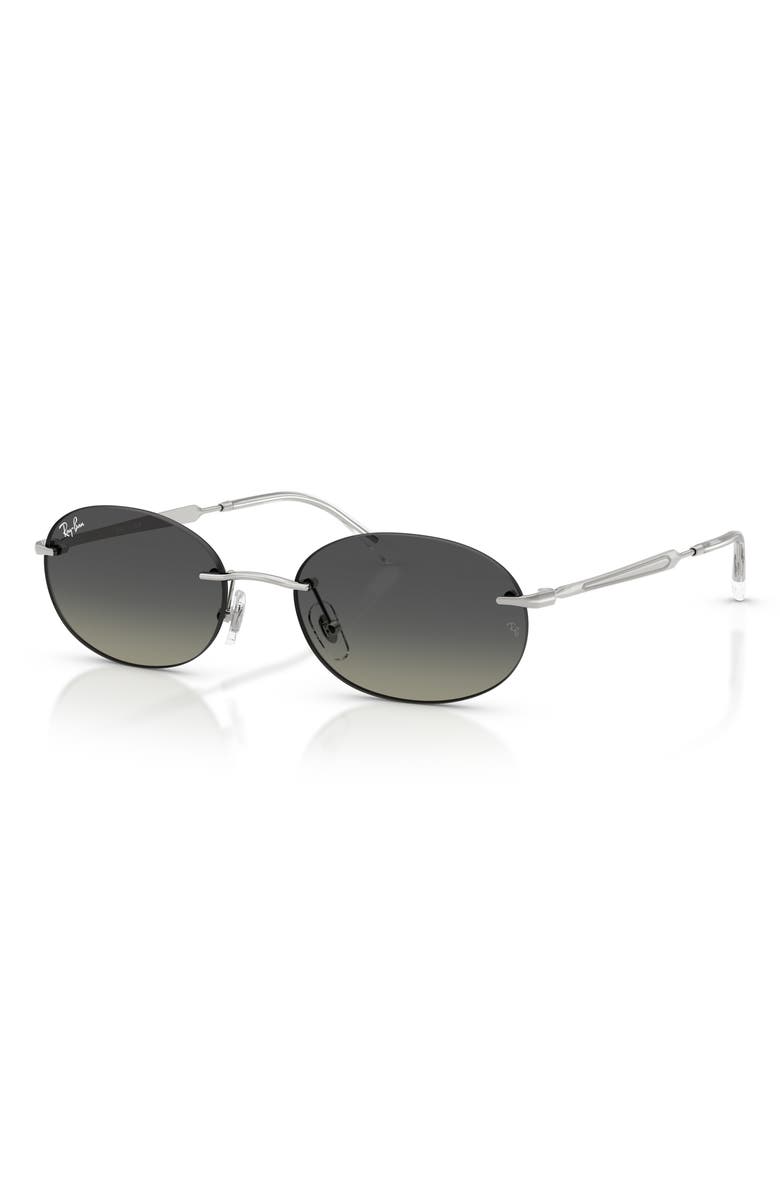 Ray-Ban 54mm Gradient Rimless Oval Sunglasses, Alternate, color, Silver / Grey Gradient