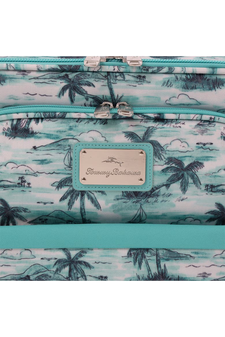 Palm Print 21.5" Expandable Softside Carry-On Spinner, Alternate, color, Aqua