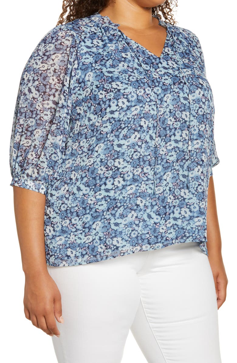 Vince Camuto Garden Floral Peasant Blouse, Alternate, color, 