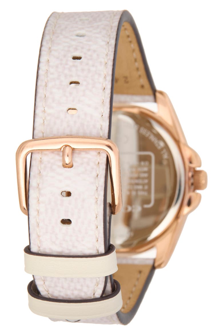 Greyson Leather Strap Watch, 36mm, Alternate, color, ROSE GOLD