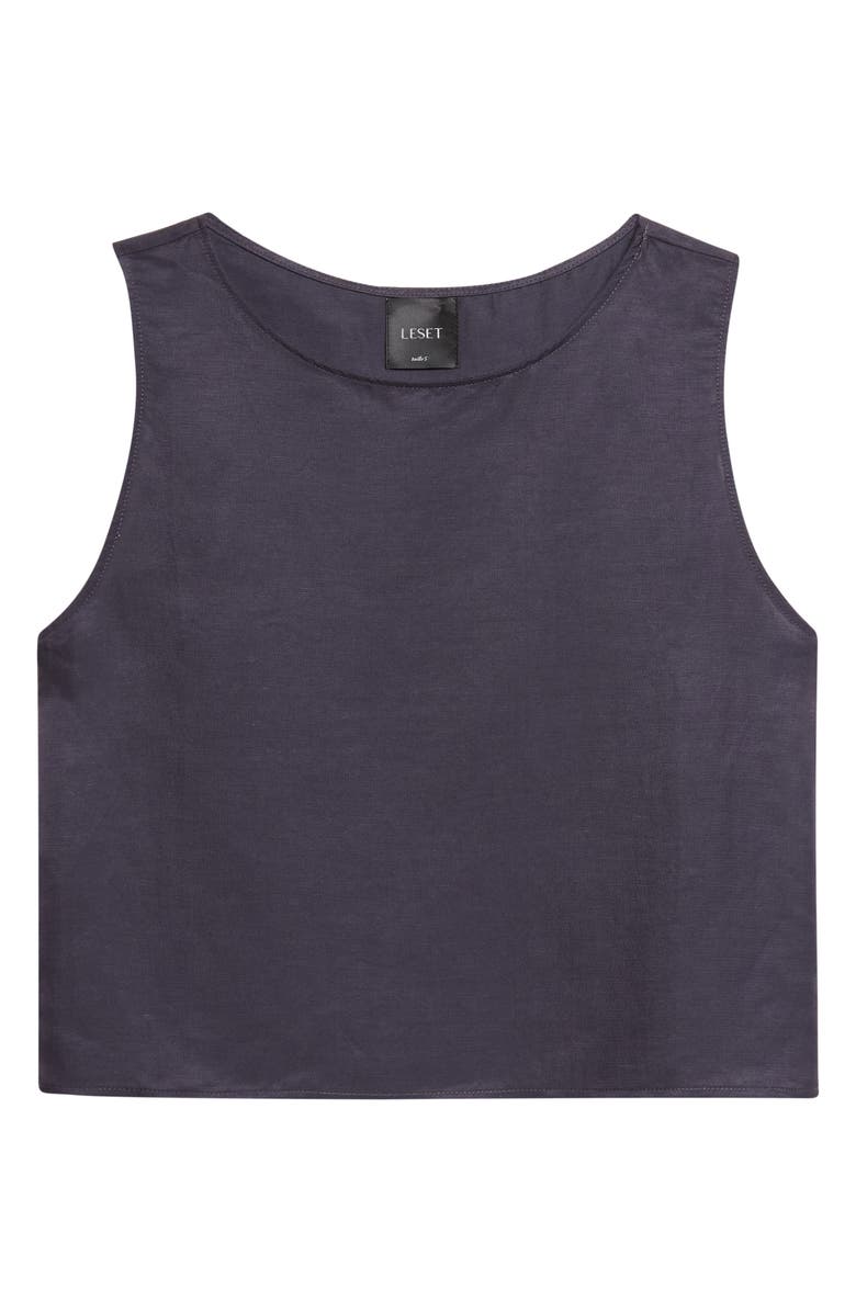 LESET Daniel Linen Blend Sleeveless Crop Top, Alternate, color, Midnight
