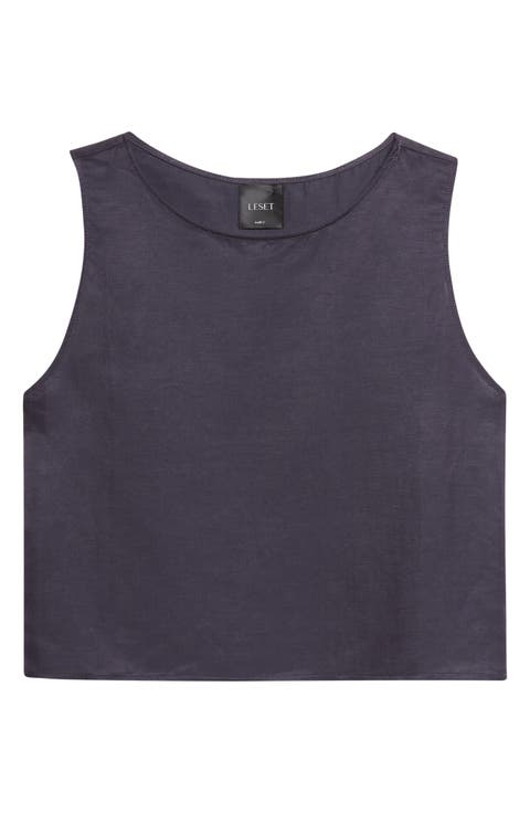 Daniel Linen Blend Sleeveless Crop Top