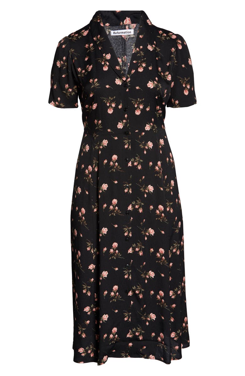 Reformation Rocki Floral Front Button Dress, Alternate, color,