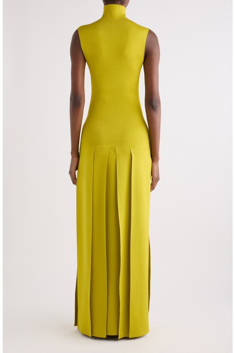 Pleated Funnel Neck Sweater Dress, Alternate, color, LIME