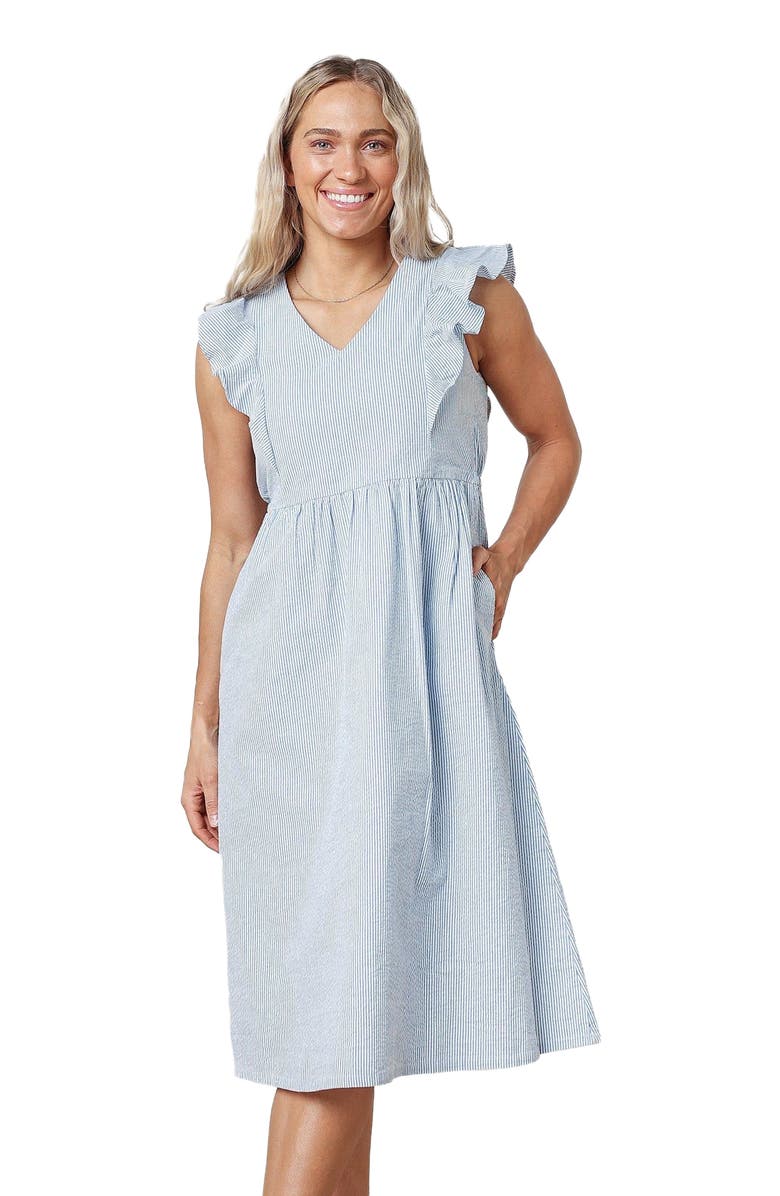 Hope & Henry Women's Organic Seersucker Flutter Dress, Main, color, 