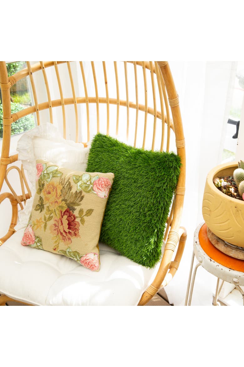 15-in UV Resistant Artificial Grass Pillow Cushion, Alternate, color, Green