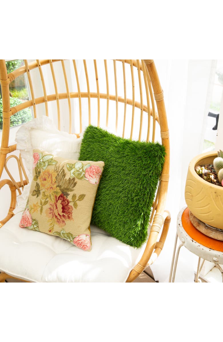 NEARLY NATURAL 15-in UV Resistant Artificial Grass Pillow Cushion, Alternate, color, Green