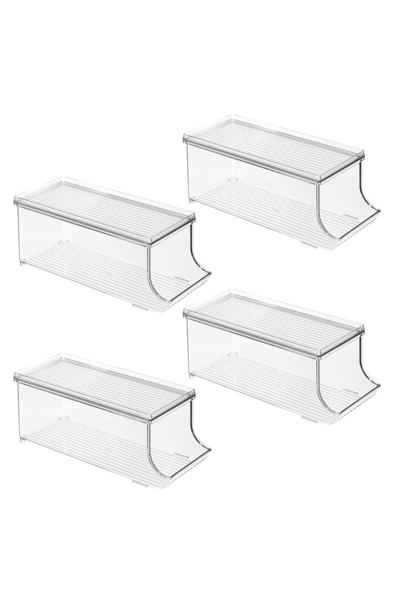 Basic Soda Can Organizer with Lid for Pantry - Set of 4 - Clear - Made in USA, Main, color, Clear