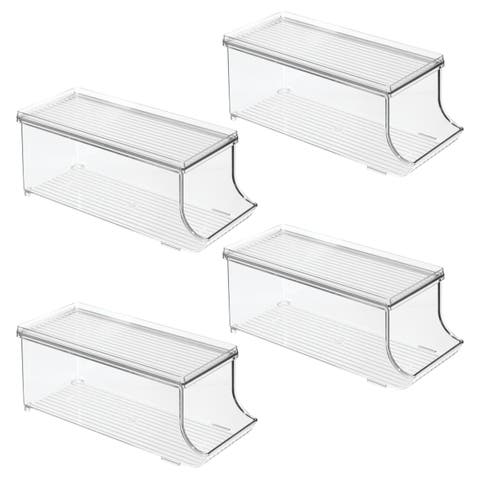 Soda Can Organizer with Lid for Pantry - Set of 4 - Clear - Made in USA